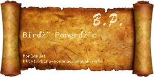 Biró Pongrác névjegykártya