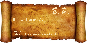 Biró Pongrác névjegykártya